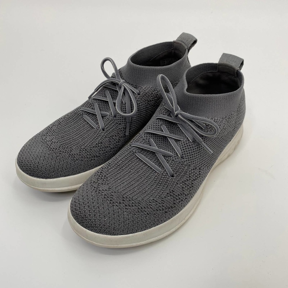 Fitflop Uberknit High Top Sneakers Slip on Gray White Womens Size 7 US